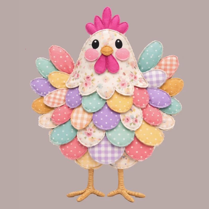 Poule Patchwork Mignonne Style Rustique