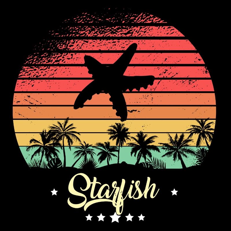 Starfish Diving Vintage Retro Sunset