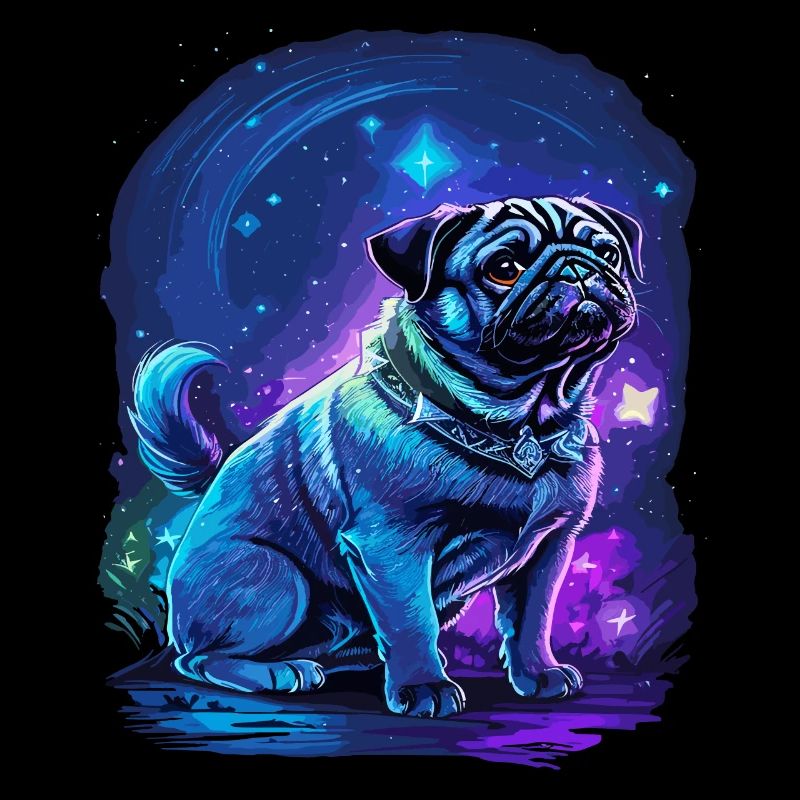 Pug dog in neon colors