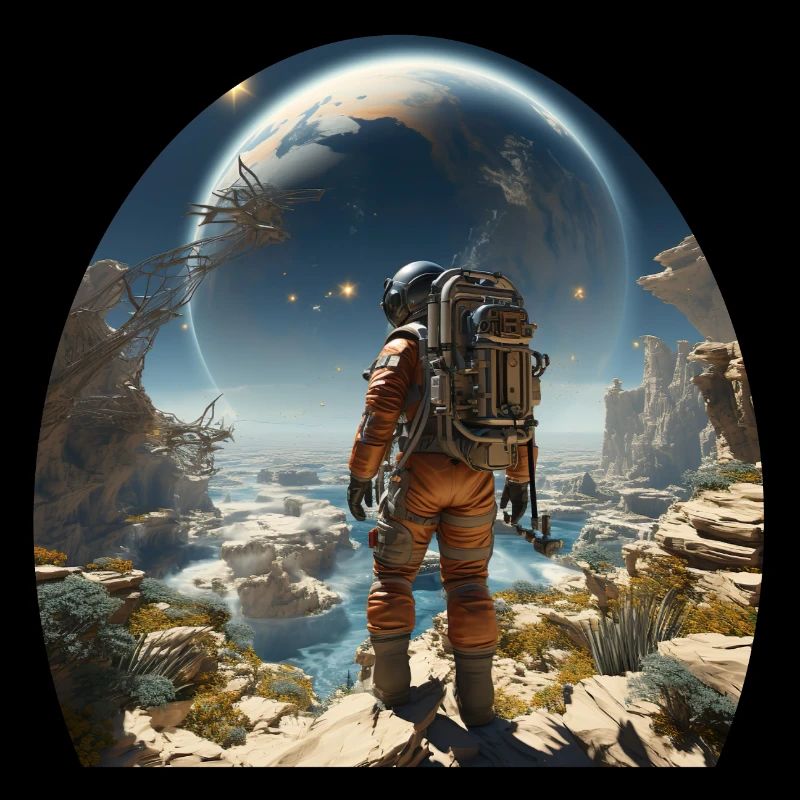 Astronaut explores alien worlds
