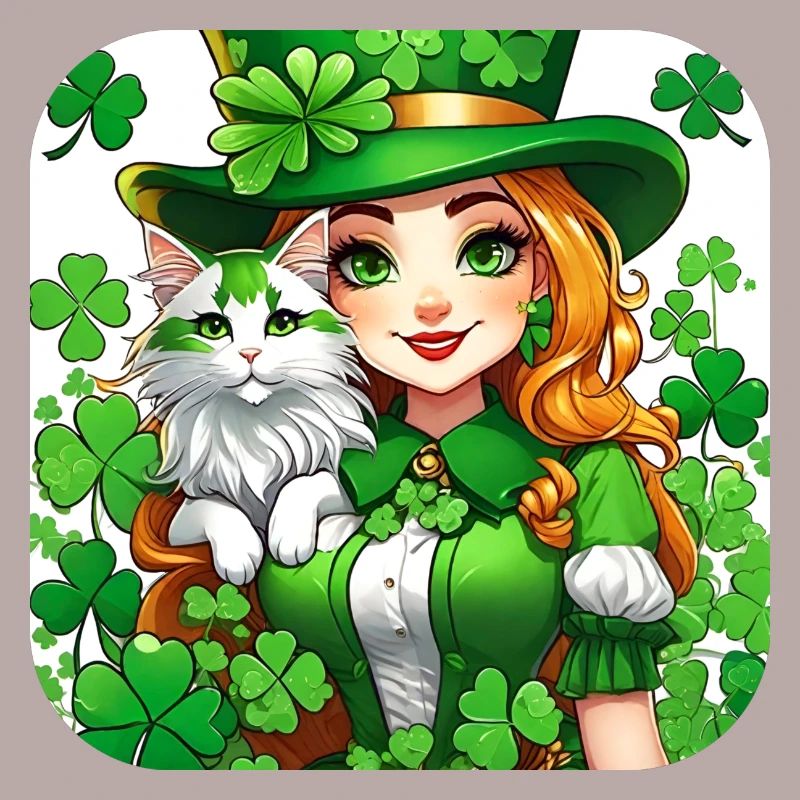 Saint Patrick's Day leprechaun with cat