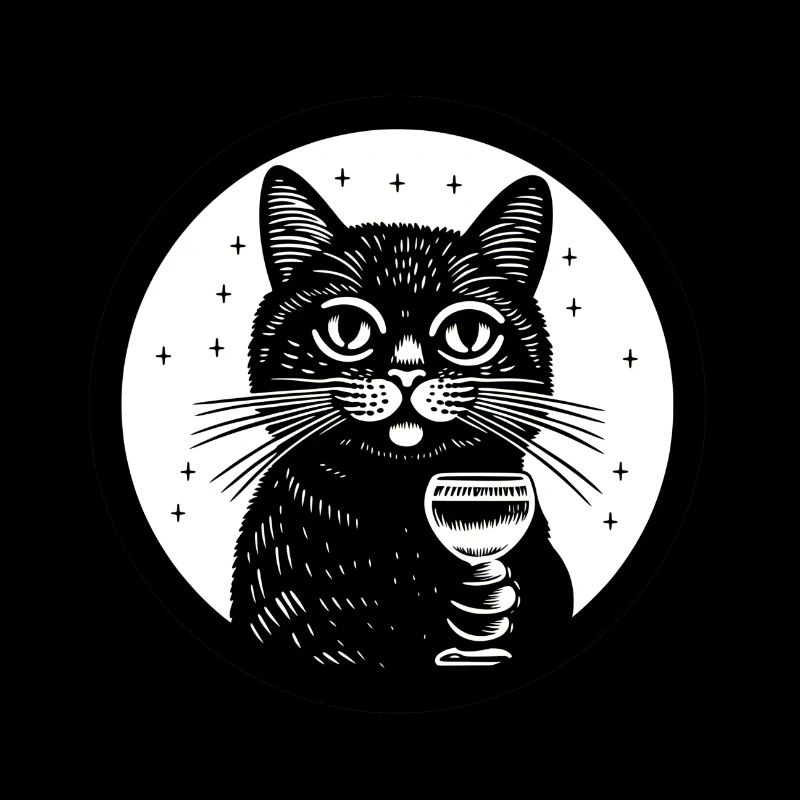 Die Katze und ein Weinglas