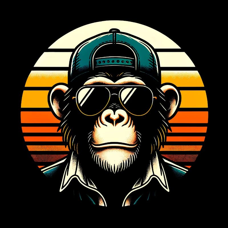 Cooler Schimpanse mit Sonnenbrille und Basecap