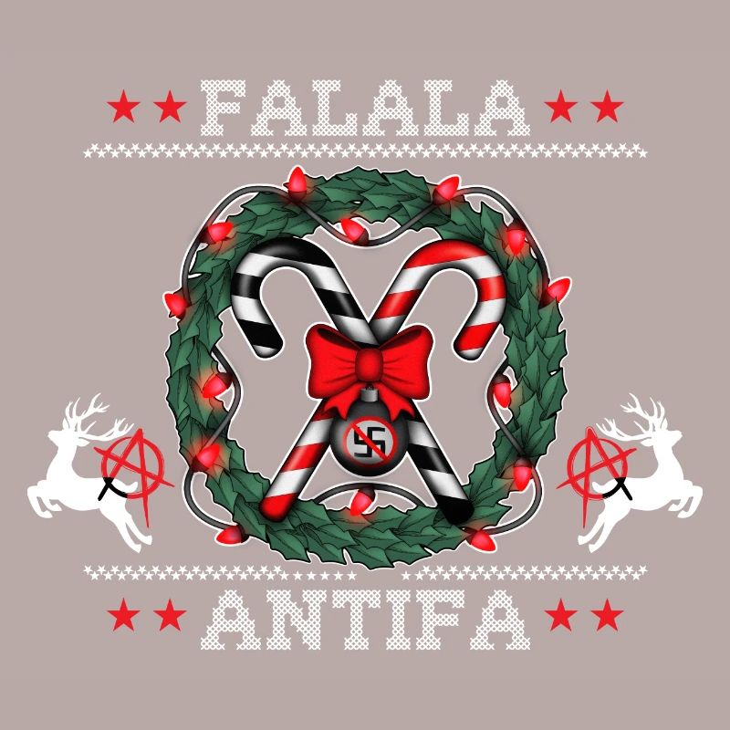 Pull de Noël moche : FALALA ANTIFA !