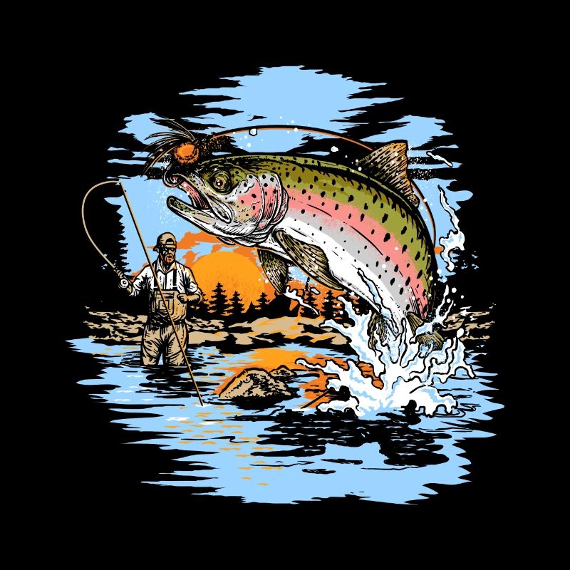 Regenbogenforellenfliegenfischen drucken