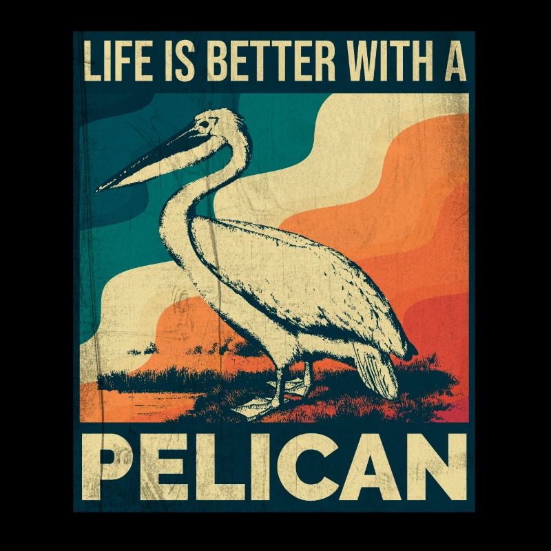 Pelican Saying Palms Retro