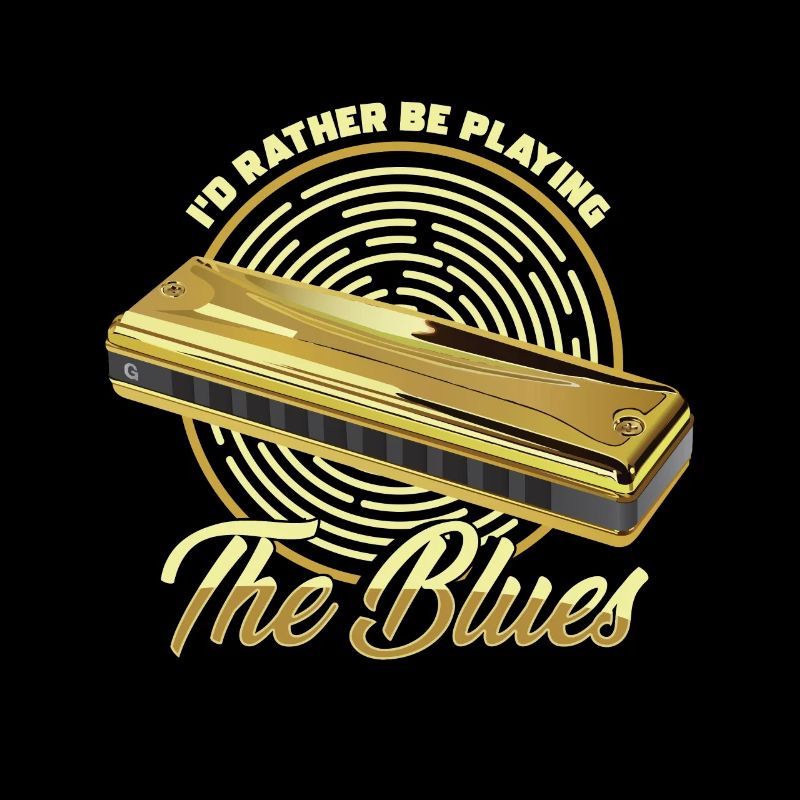 Playing The Blues Music Instrument Harmonica Gift