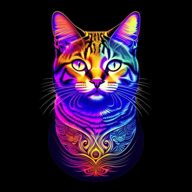 Chat psychédélique coloré