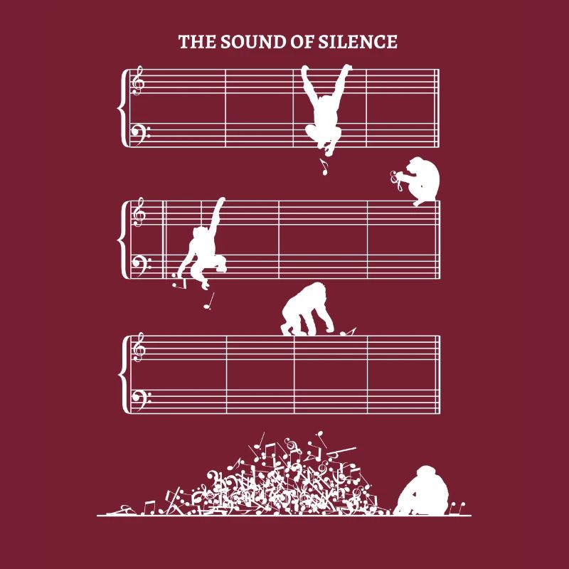 Partition de musique Silence sans notes avec des chimpanzés