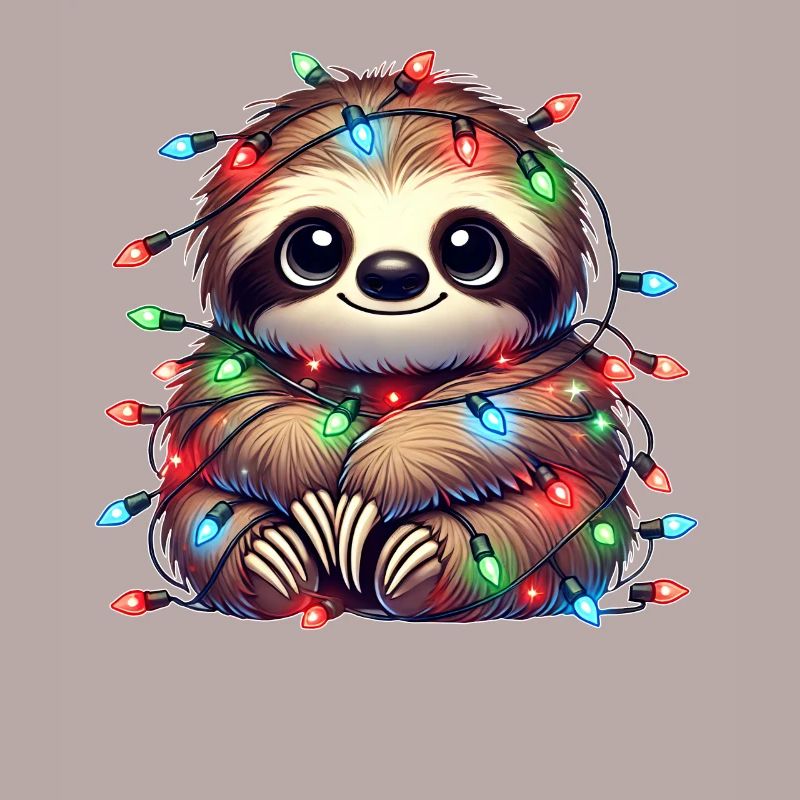 Cute Sloth Christmas String Lights