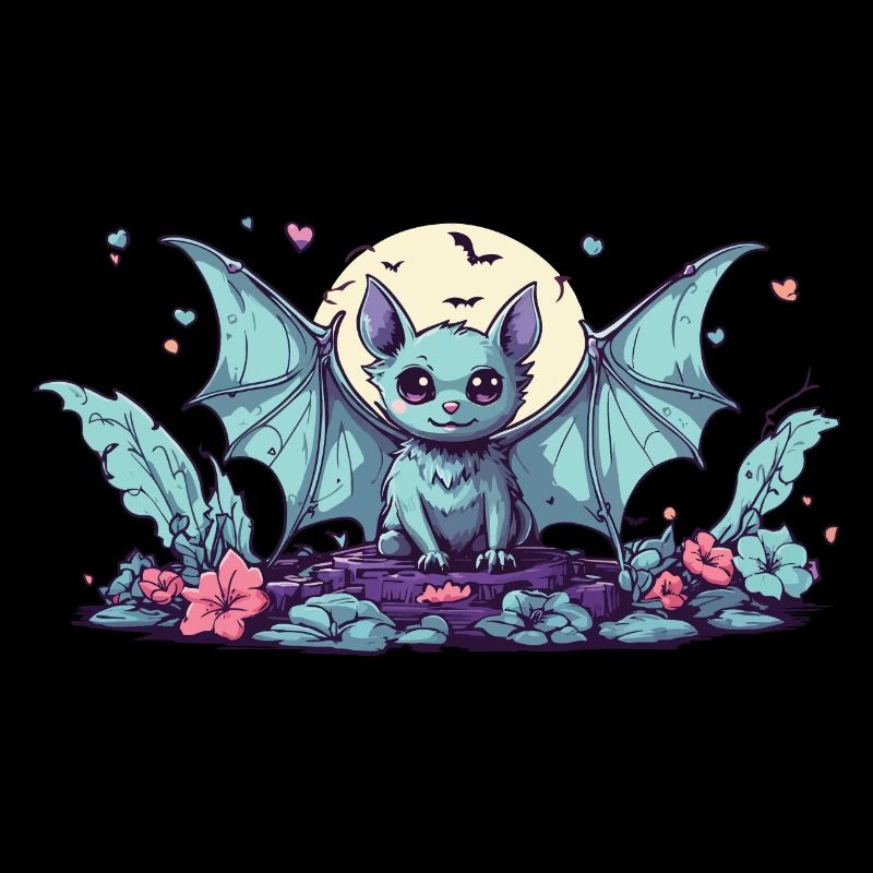 Kawaii Goth Bat Pastel Halloween Design