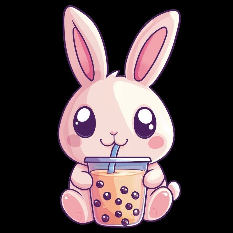 Hase trinkt Bubble Tea