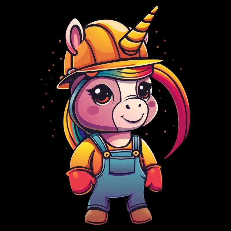Cute Unicorn Construction Worker