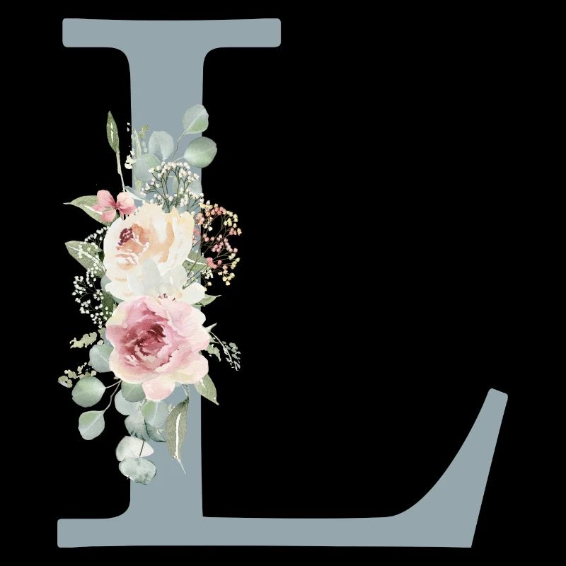 L | Monogramme | Eucalyptus Pastel Fleur Bleu