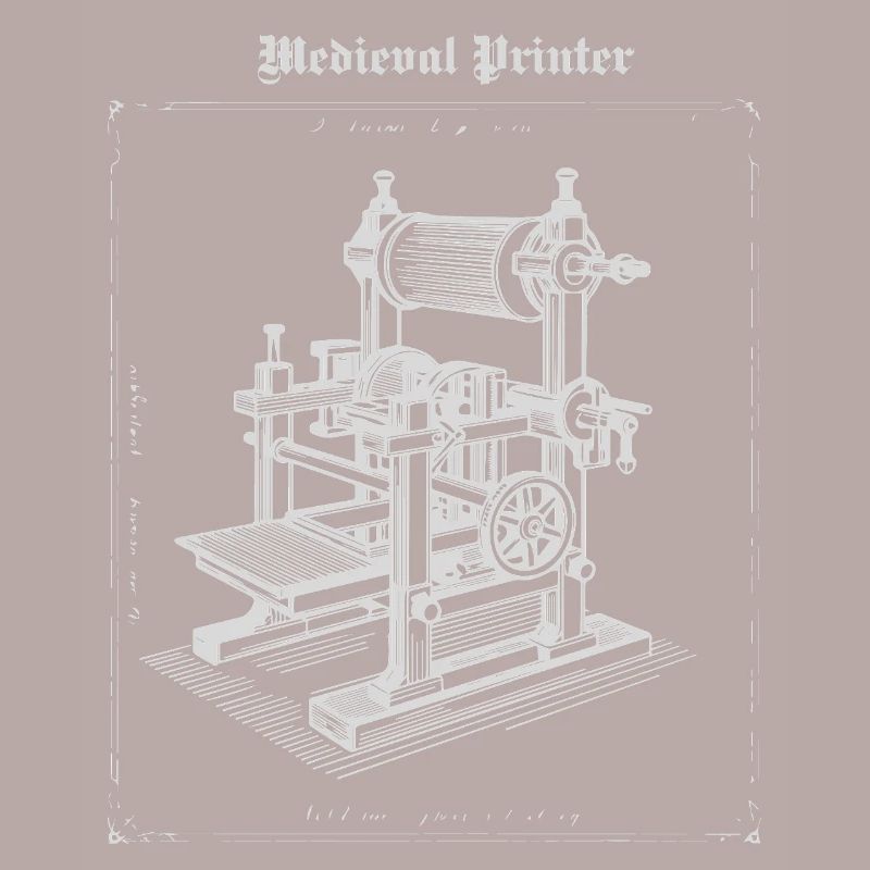 Antique Printer Machine Illustration