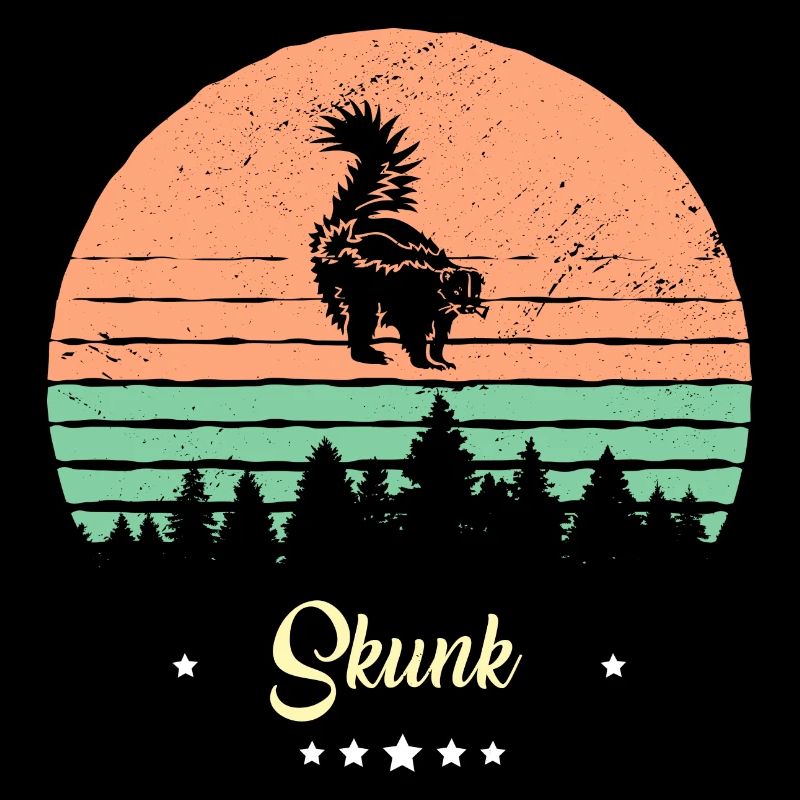 Skunk Vintage Retro Animals Sunset