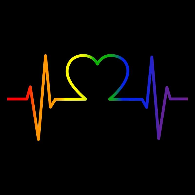 Rainbow Flag Gift Heartbeat LGBT