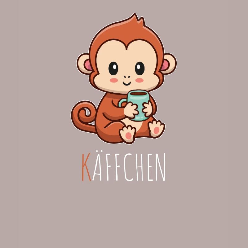 Käffchen Äffchen mit Tasse Kaffee Kaffeetrinker