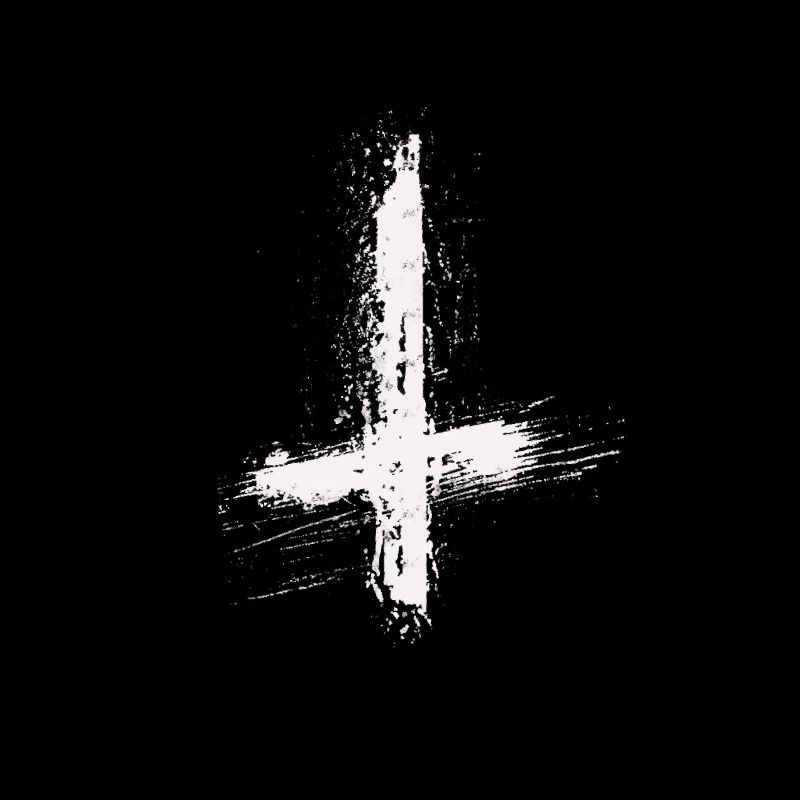 Inverted cross drawn white