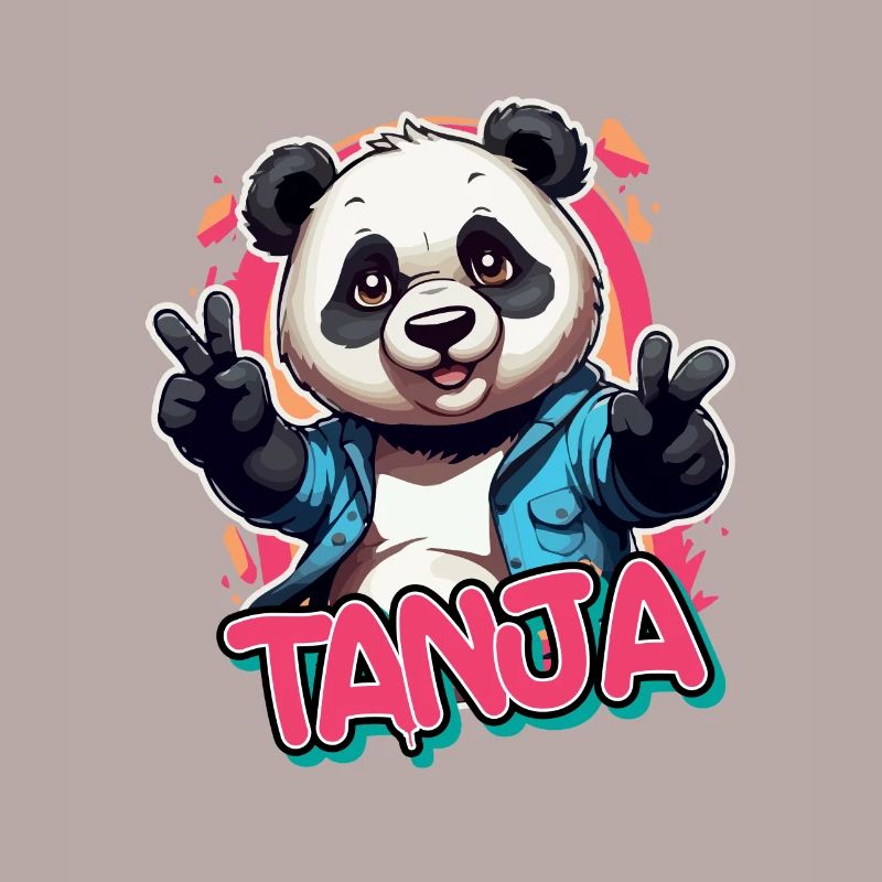 TANJA - Schöner Mädchen Name mit coolem Panda