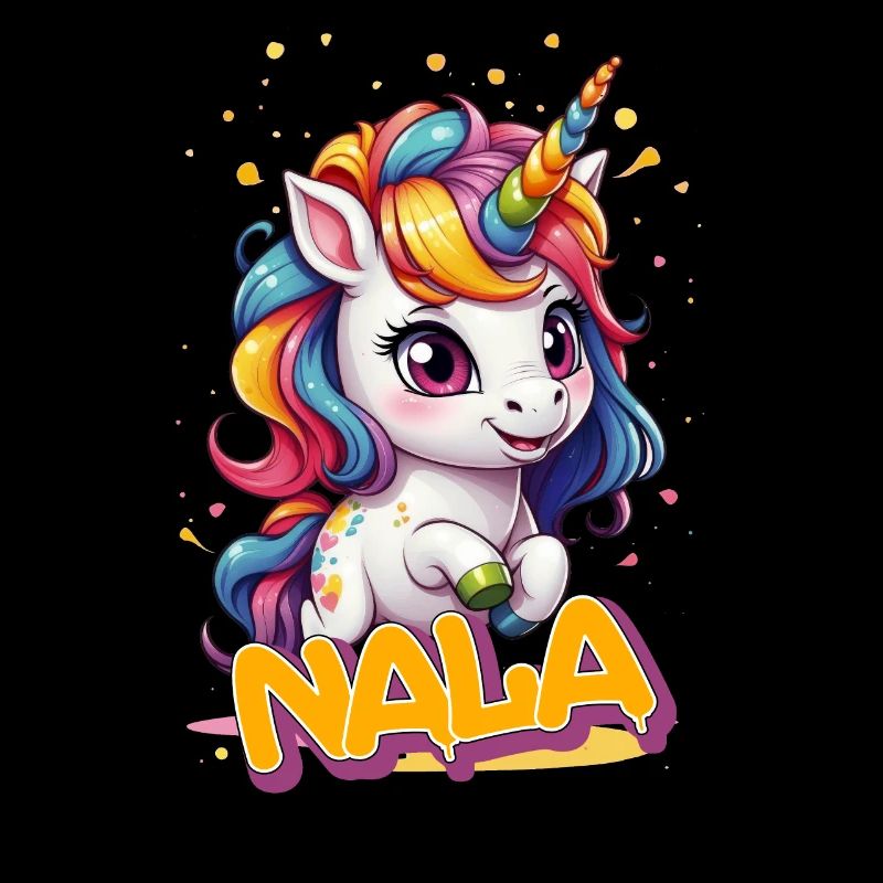 NALA - Schöner Mädchen Name mit süßem Einhorn
