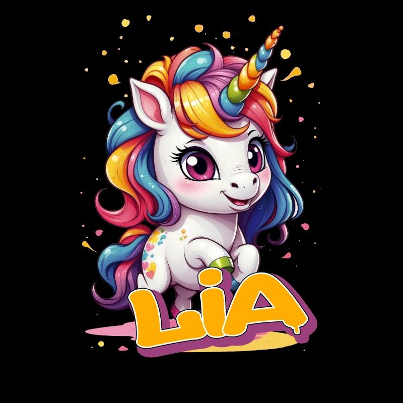 LIA - Schöner Mädchen Name mit süßem Einhorn