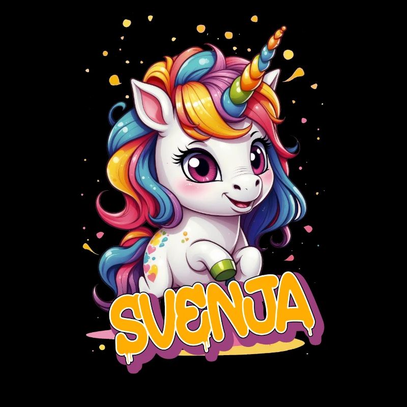 SVENJA - Schöner Mädchen Name mit süßem Einhorn