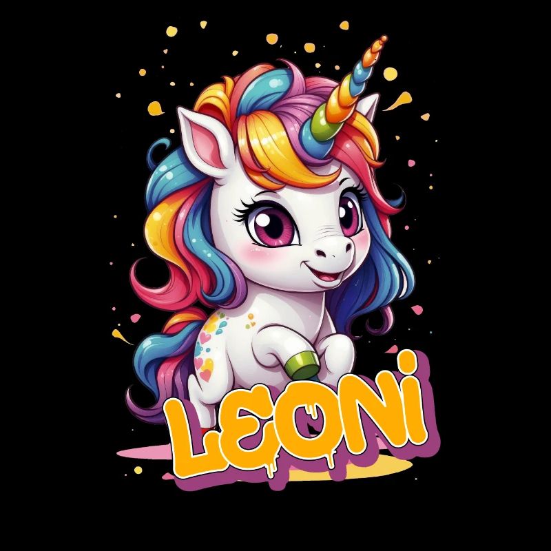 LEONI - Schöner Mädchen Name mit süßem Einhorn