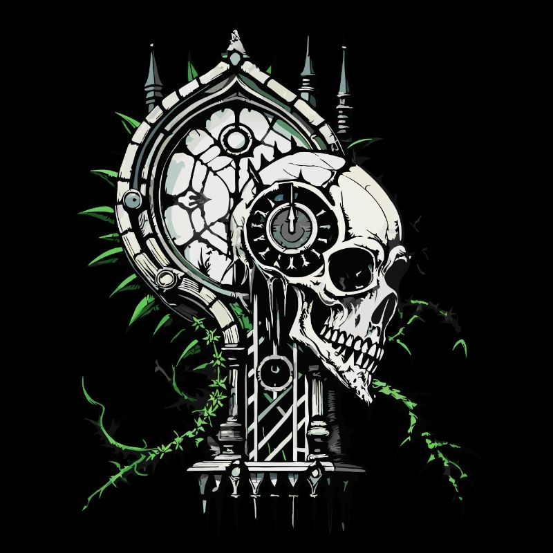 Clock Skull // Skull Clock // Statue FS0053