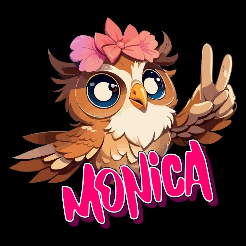 MONICA - Schöner Mädchen Name mit süßer EULE