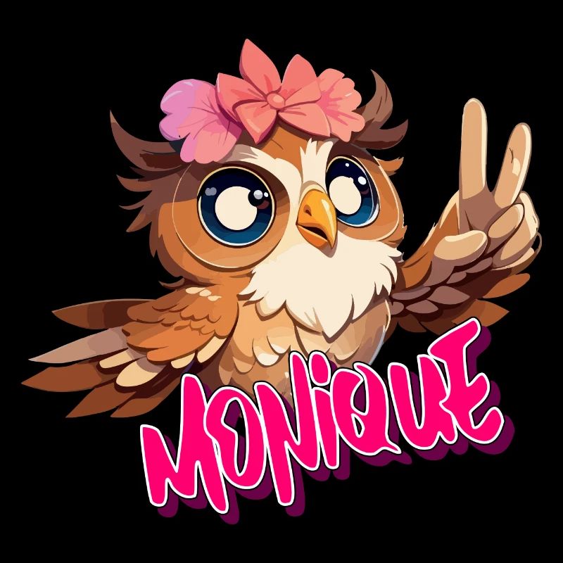 MONIQUE - Schöner Mädchen Name mit süßer EULE