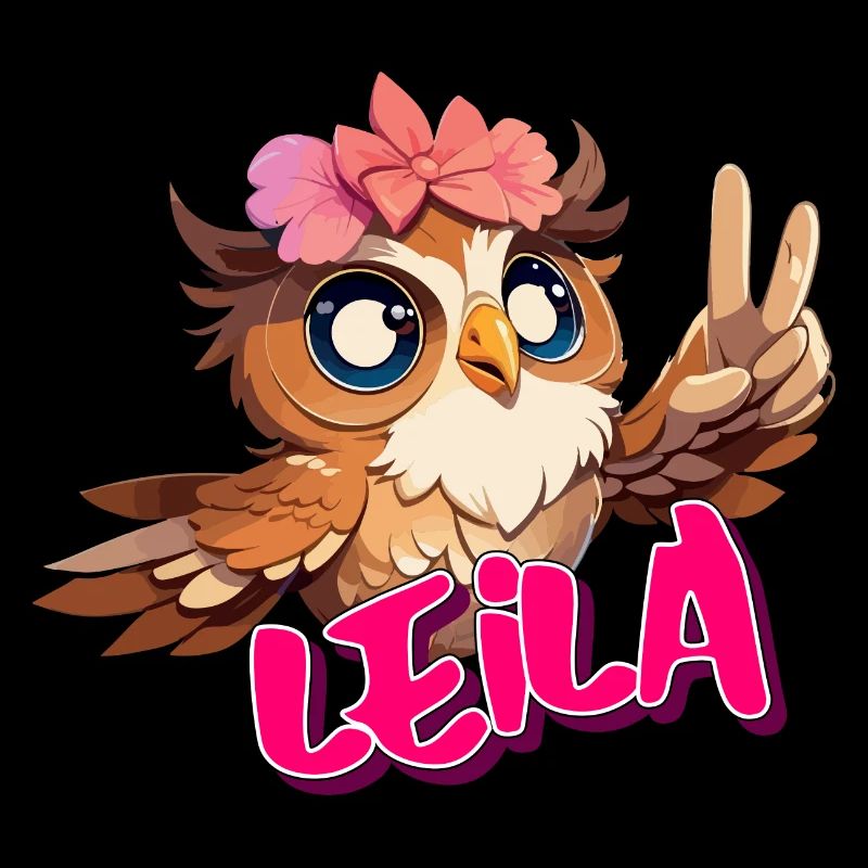 LEILA - Schöner Mädchen Name mit süßer EULE