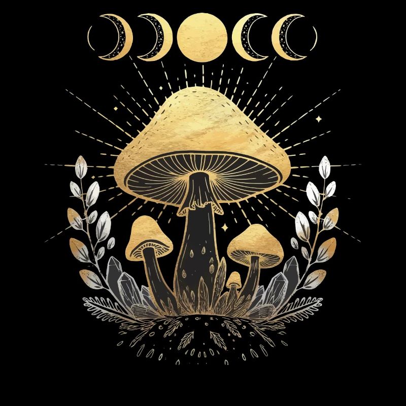 Champignon Champignons Fleur Floral Pleine Lune Demi-Lune