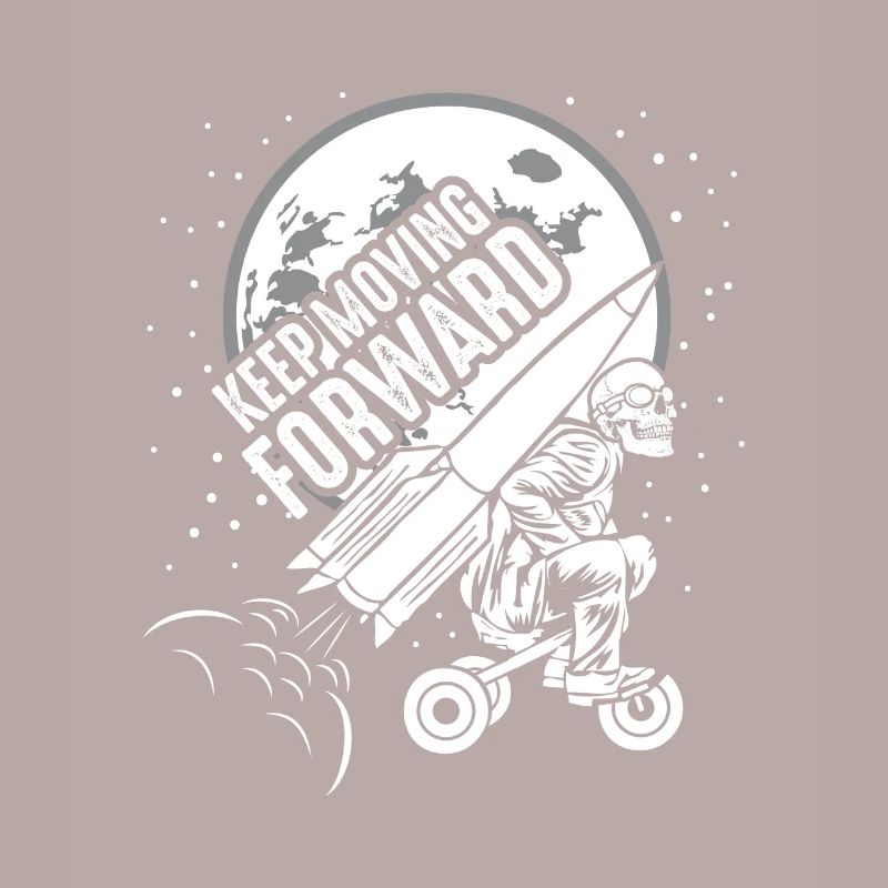 Keep Moving Forward Rocket Tricycle Skeleton Skull