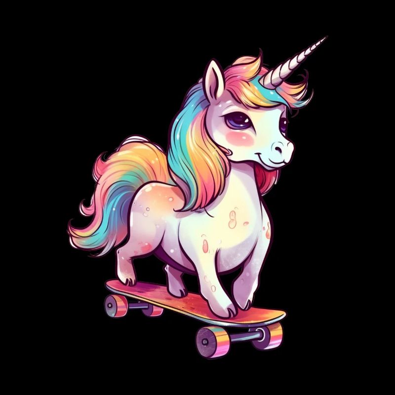 Einhorn auf einem Skateboard