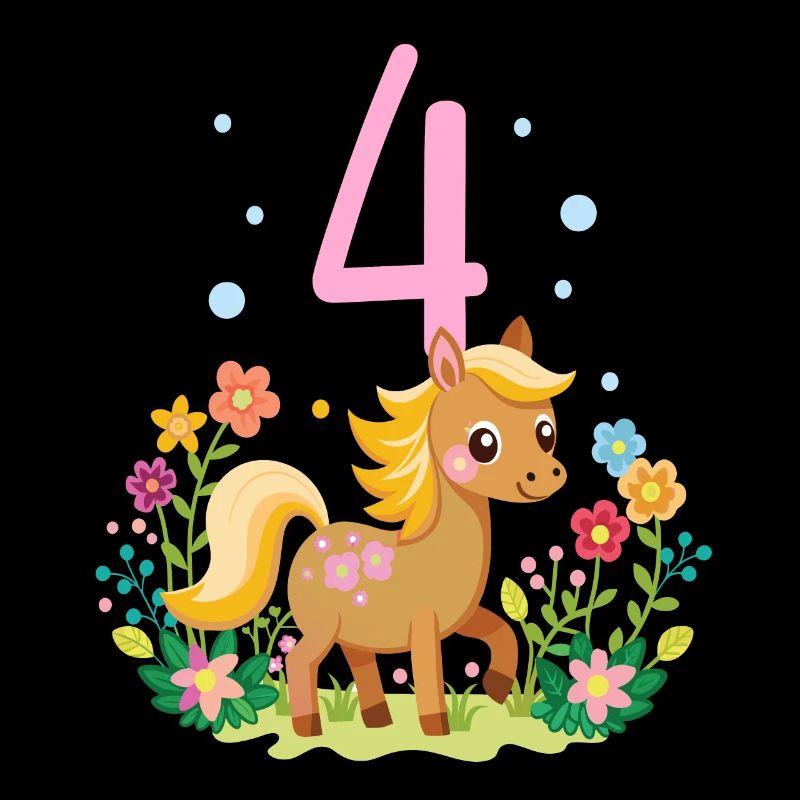 Geburtstag 4 Mädchen Pferd Reiten Stall Vier 4 Jah