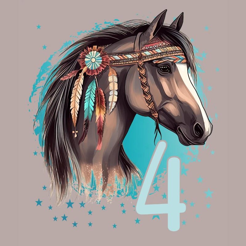 Geburtstag 4 Mädchen Pferd Reiten Stall Vier 4 Jah