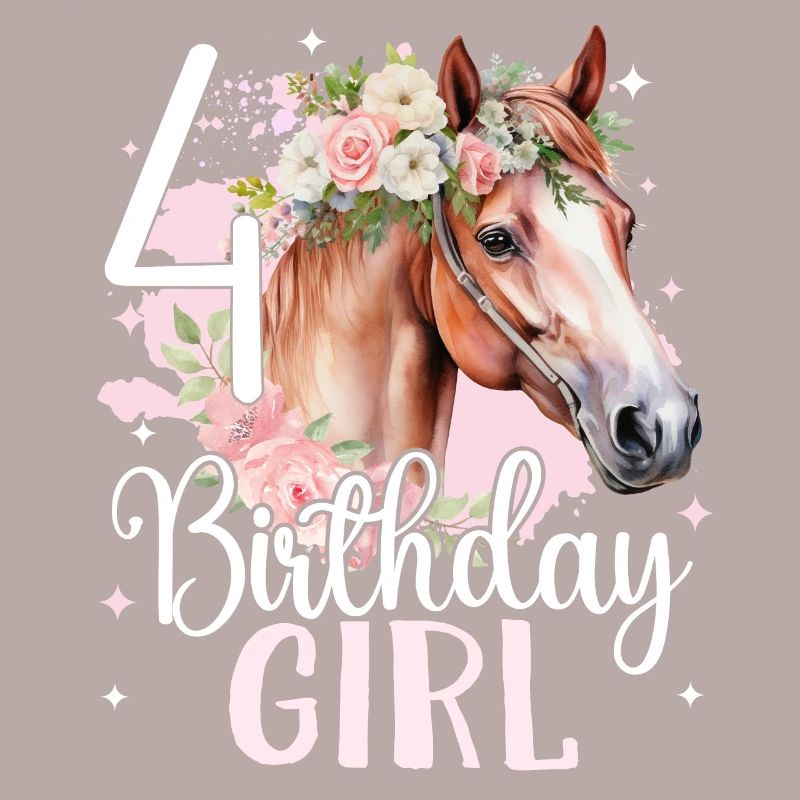 Geburtstag 4 Mädchen Pferd Reiten Stall Vier 4 Jah