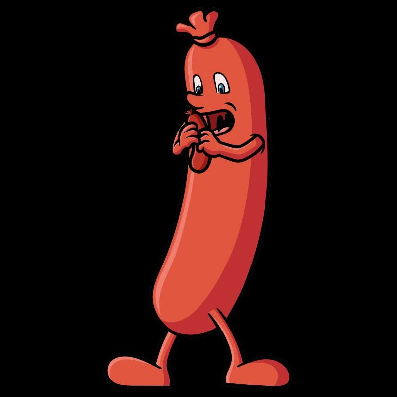 Wurst die eine Wurst isst - Lustige Zeichnung