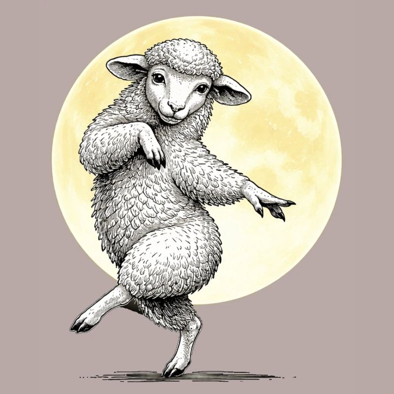 Moon Dancing Sheep Illustration