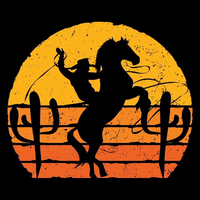 Texas Rodeo Gift Retro Sunset Cowboy