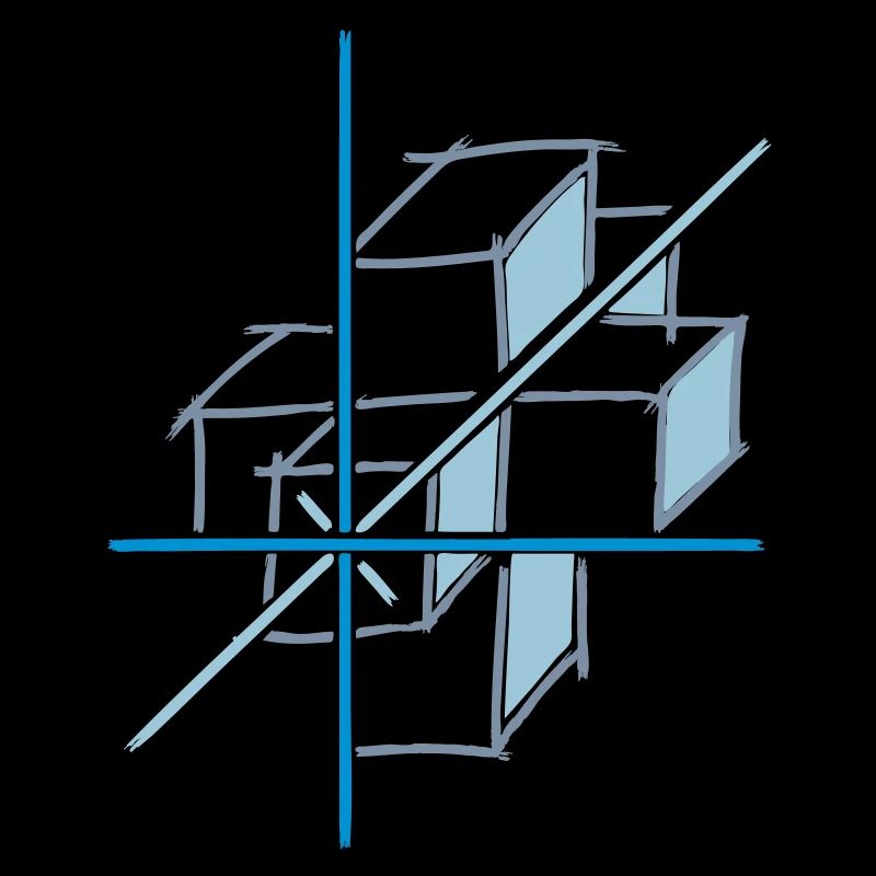 coordinate system. x-y-z axes. cube.