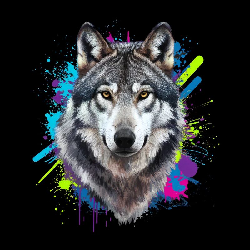 Starke Wolfskunst Mit Farben