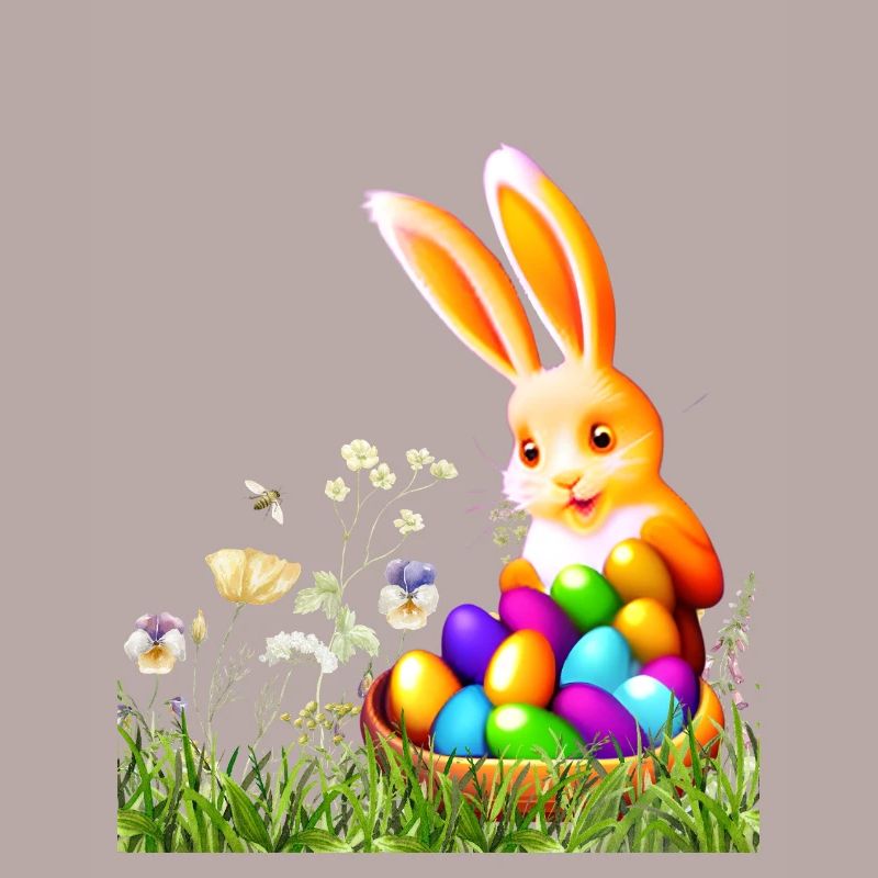 Osterhase mit bunten Eiern