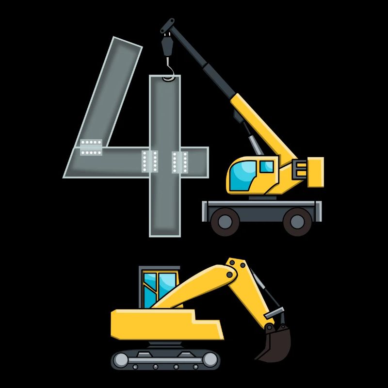 4th birthday construction worker crane excavator gift