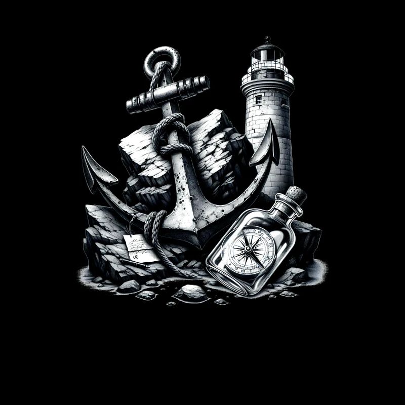 Anchor Lighthouse Compass Message in a Bottle