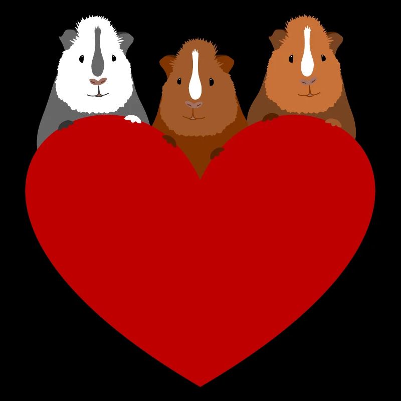 Coeur avec 3 cochons d'Inde mignons - cadeau