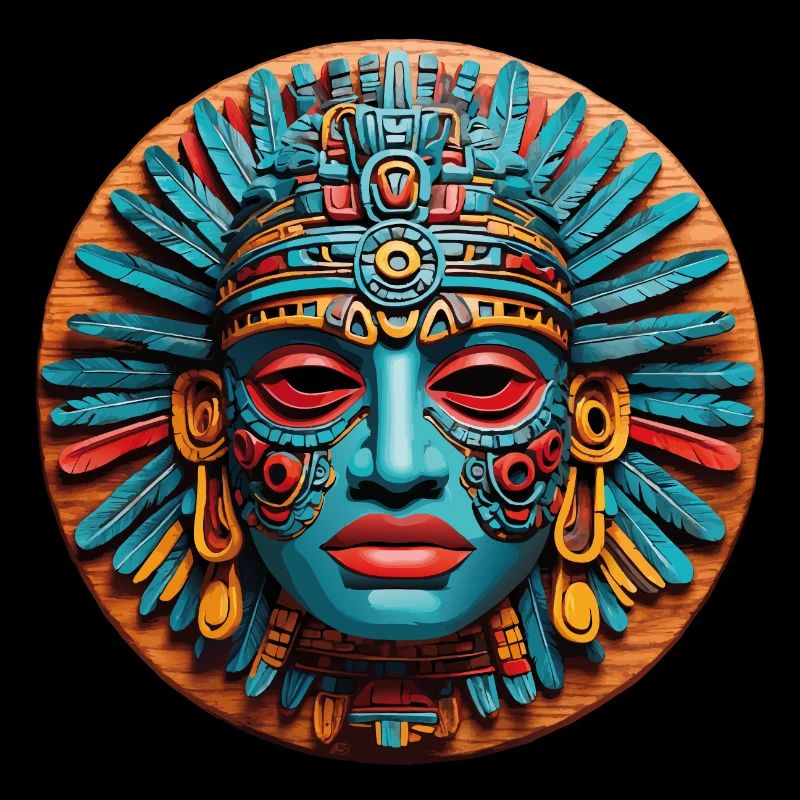 Masque inca, masque aztèque, masque mystique coloré