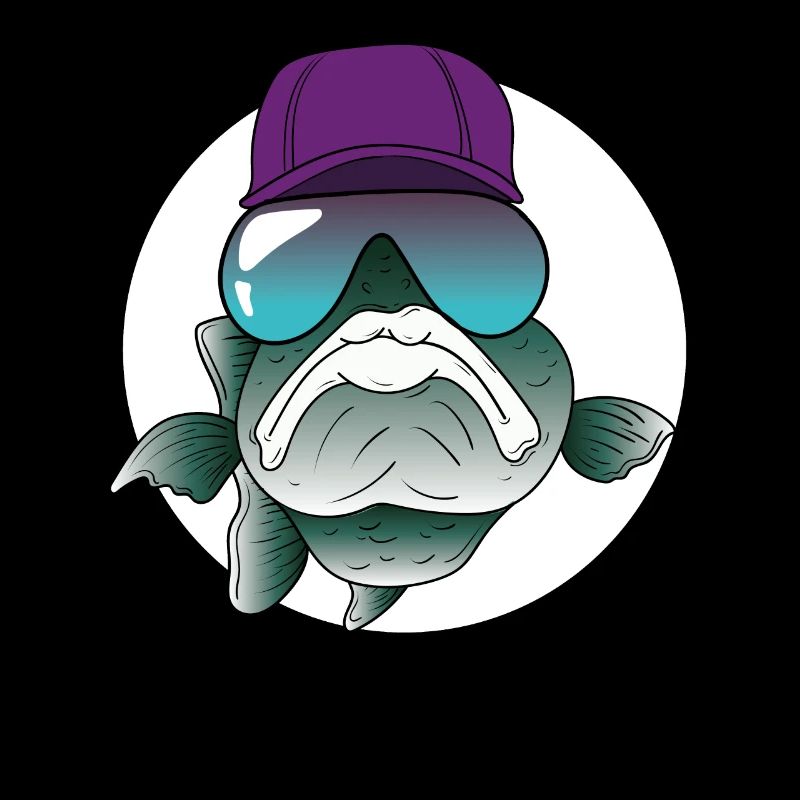 Poisson cool avec lunettes de soleil et cap