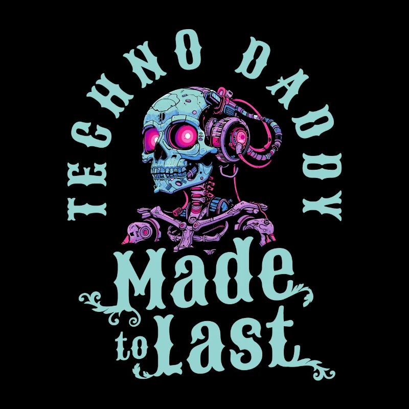 Techno Raver Skeleton Fathers Day Dad